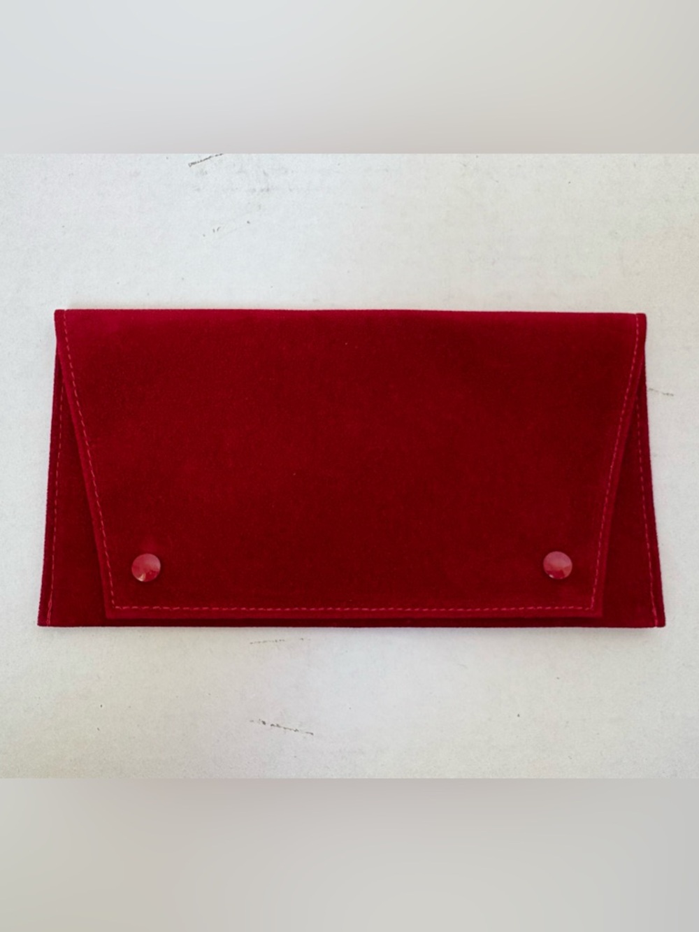 Cartier Red Velvet Jewelry Pouch Snap 7.5inx4in Necklace Travel Bracelet Watch